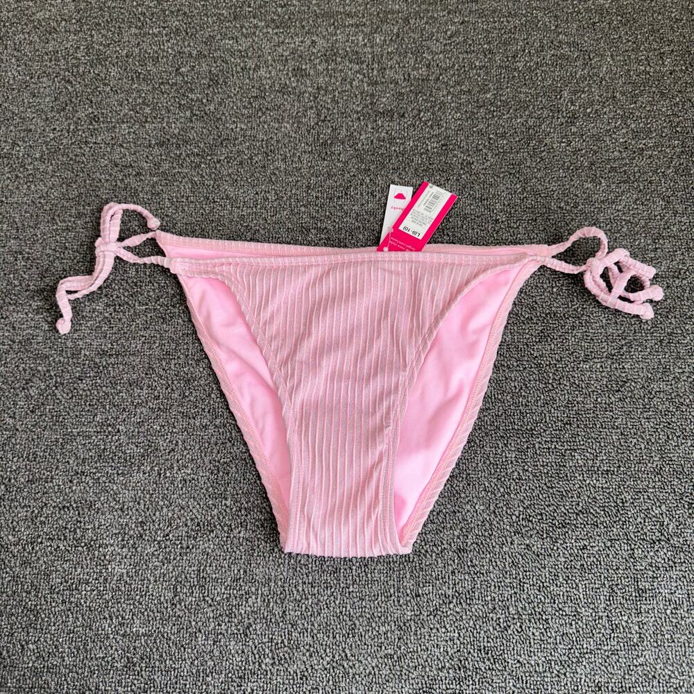 Xhilaration Cheeky Pink Glitter Striped Bikini Bottoms NWT Juniors Size Large‎